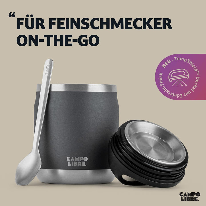 Campo Libre.® Lotta, Thermobehälter für Essen, Edelstahl Thermobecher Essen mit Löffel, Warmhaltebeh