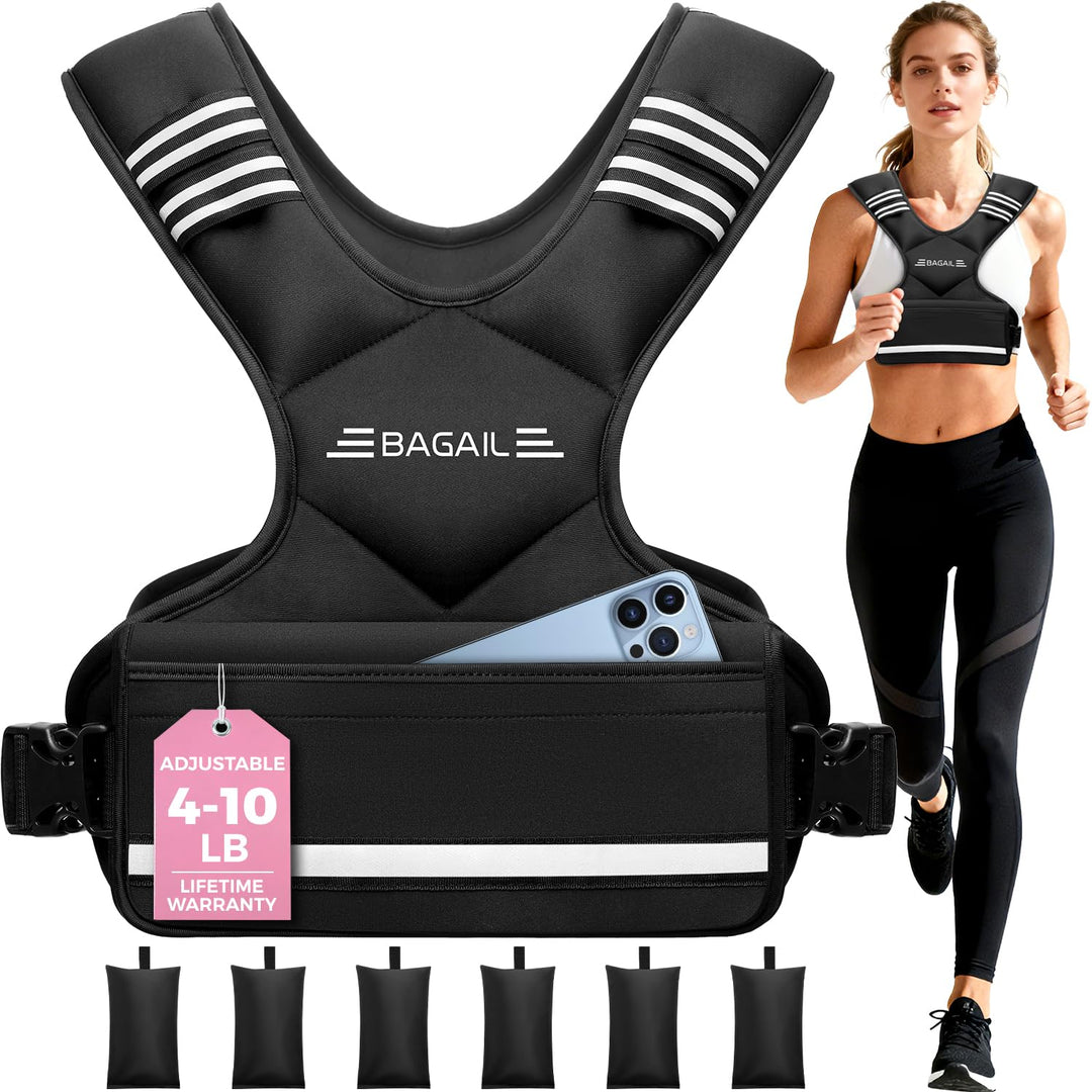 BAGAIL Einstellbare Gewichtsweste für Krafttraining, abnehmbare Eisensandsäcke, verstellbare Brustgr