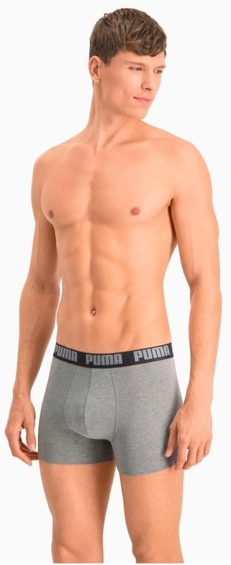 PUMA Herren Basic Boxer Boxer Briefs (2er Pack) S 691 - Dark Grey Melange / Black, S 691 - Dark Grey