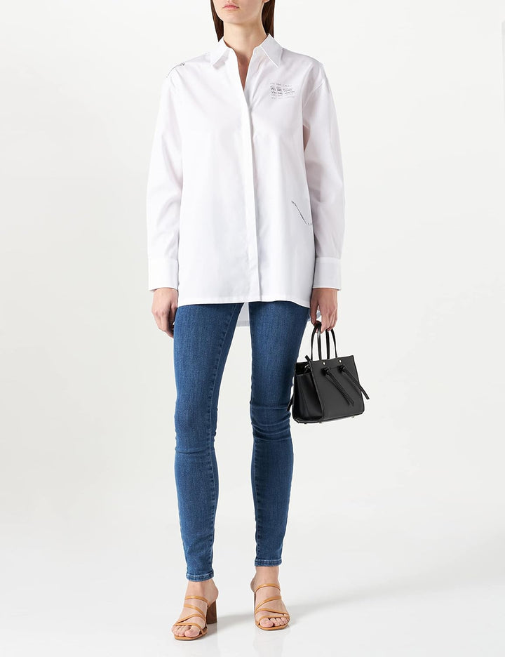 HUGO Damen Evey Bluse 46 White100, 46 White100