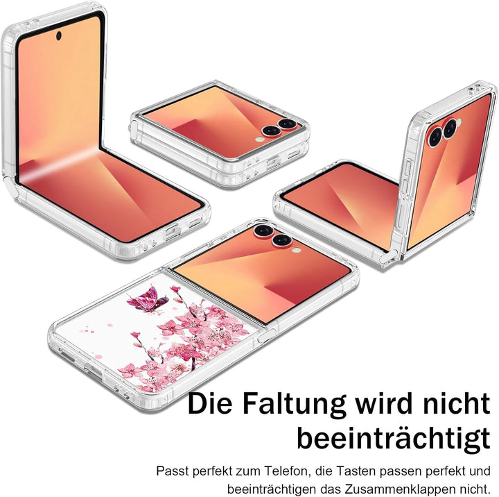 Galaxy Z Flip 7 Handyhülle für Samsung Galaxy Z Flip 7 Hülle 5G, Ultra Dünn Transparent Silikon Blum