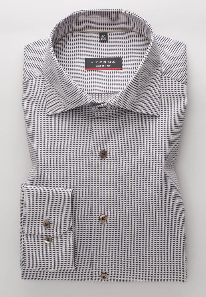 eterna Herren strukturiertes Baumwoll-Hemd MODERN FIT 1/1 dunkelblau 46_H_1/1