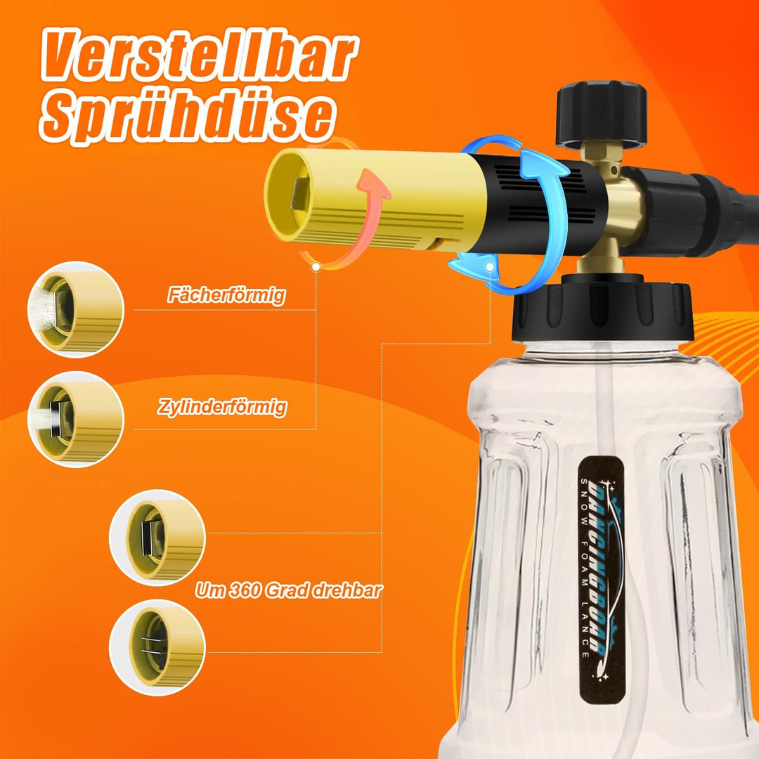 Verbesserte Schaumlanze Schaumkanone für Kärcher K-Serie K2 K3 K4 K5 K6 K7 Hochdruckreiniger, 1L Sch