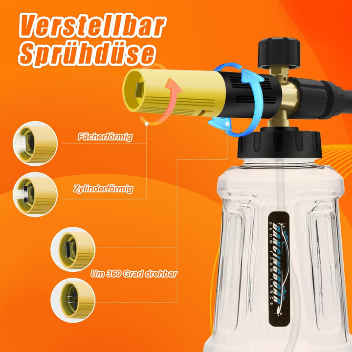 Verbesserte Schaumlanze Schaumkanone für Kärcher K-Serie K2 K3 K4 K5 K6 K7 Hochdruckreiniger, 1L Sch