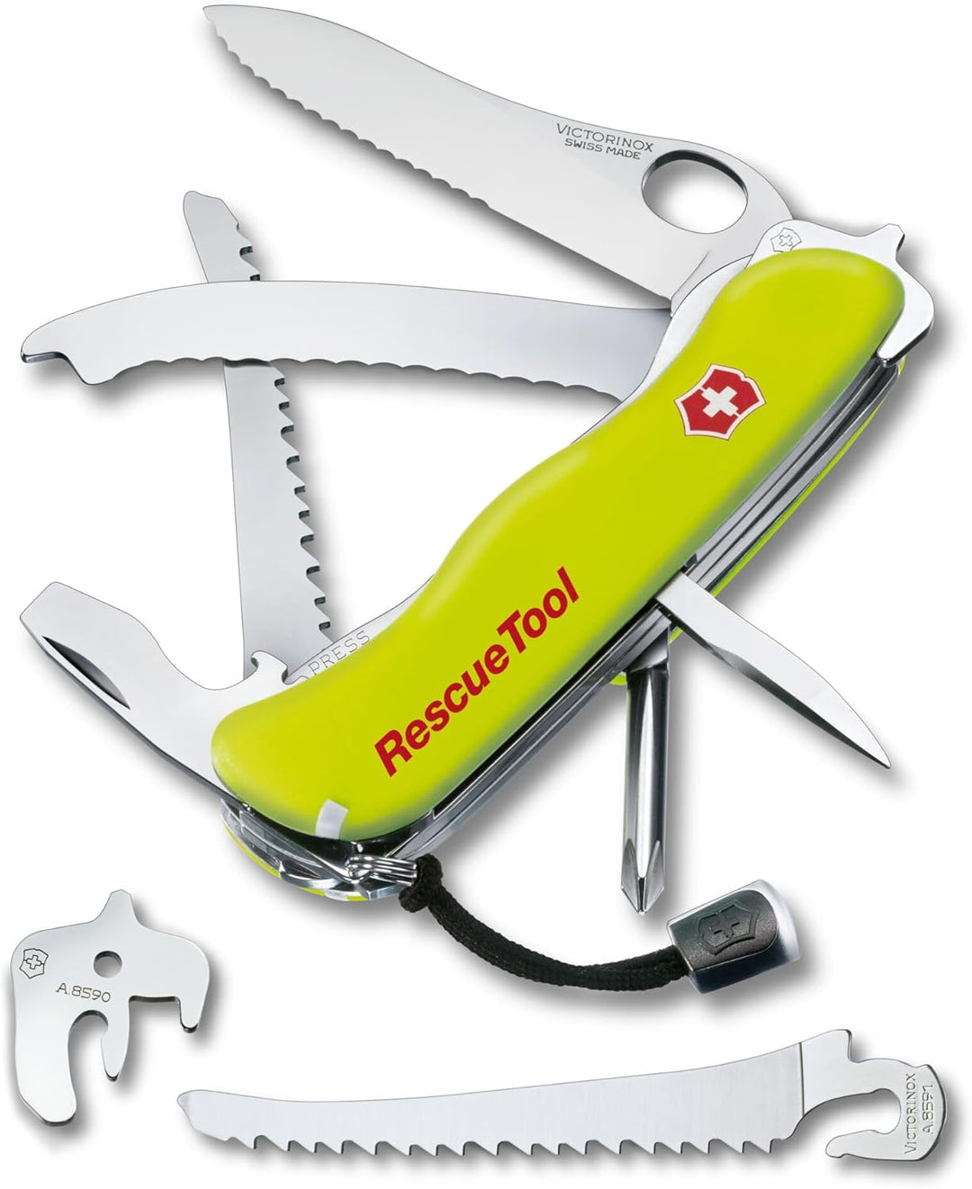 Victorinox Schweizer Taschenmesser Rescue Tool, Swiss Army Knife, 14 Funktionen, Frontscheibensäge,