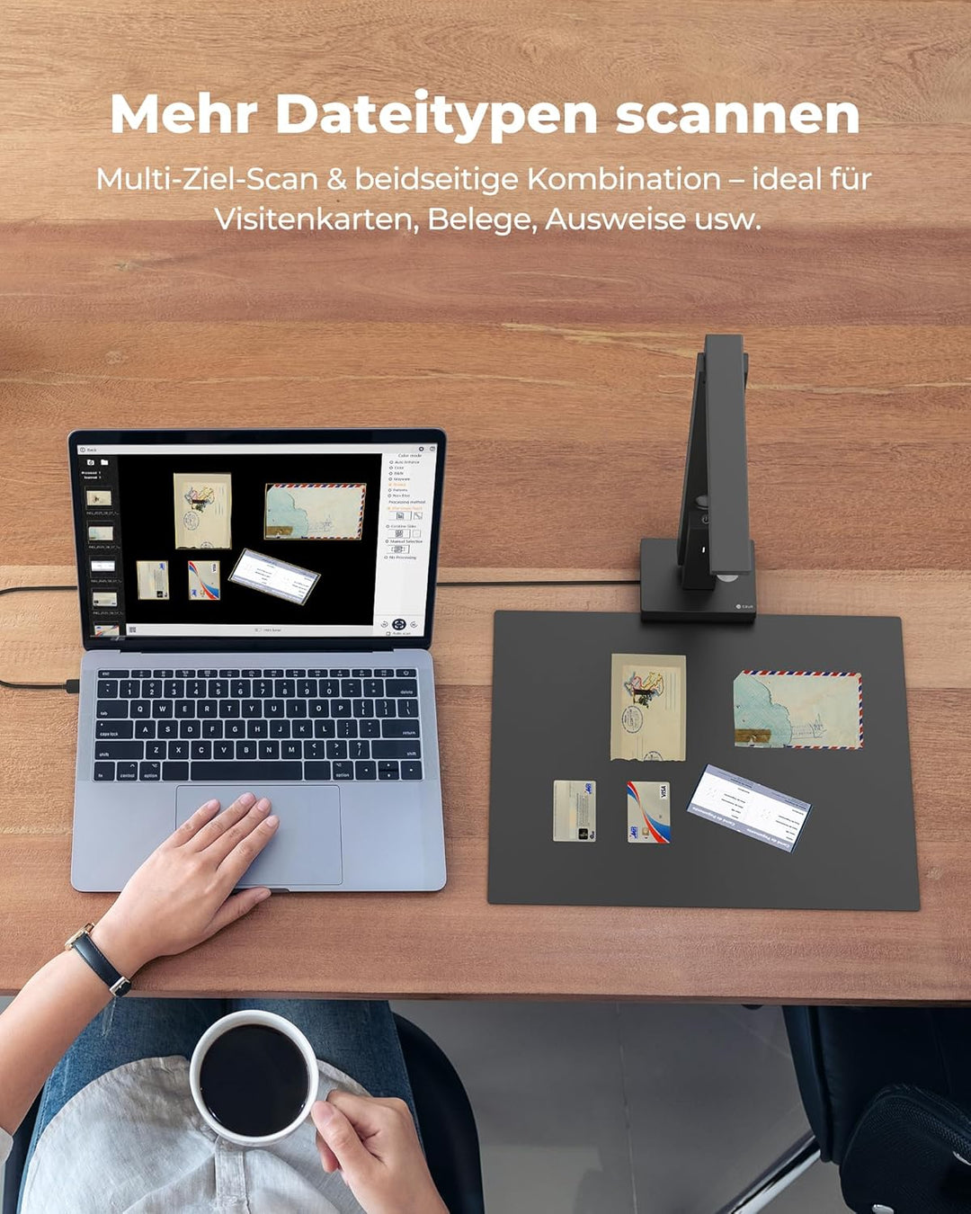 CZUR 8MP USB-Dokumentenkamera und Visualizer, A4 Dokumentenscanner tragbarer Scanner, für Lehr- und