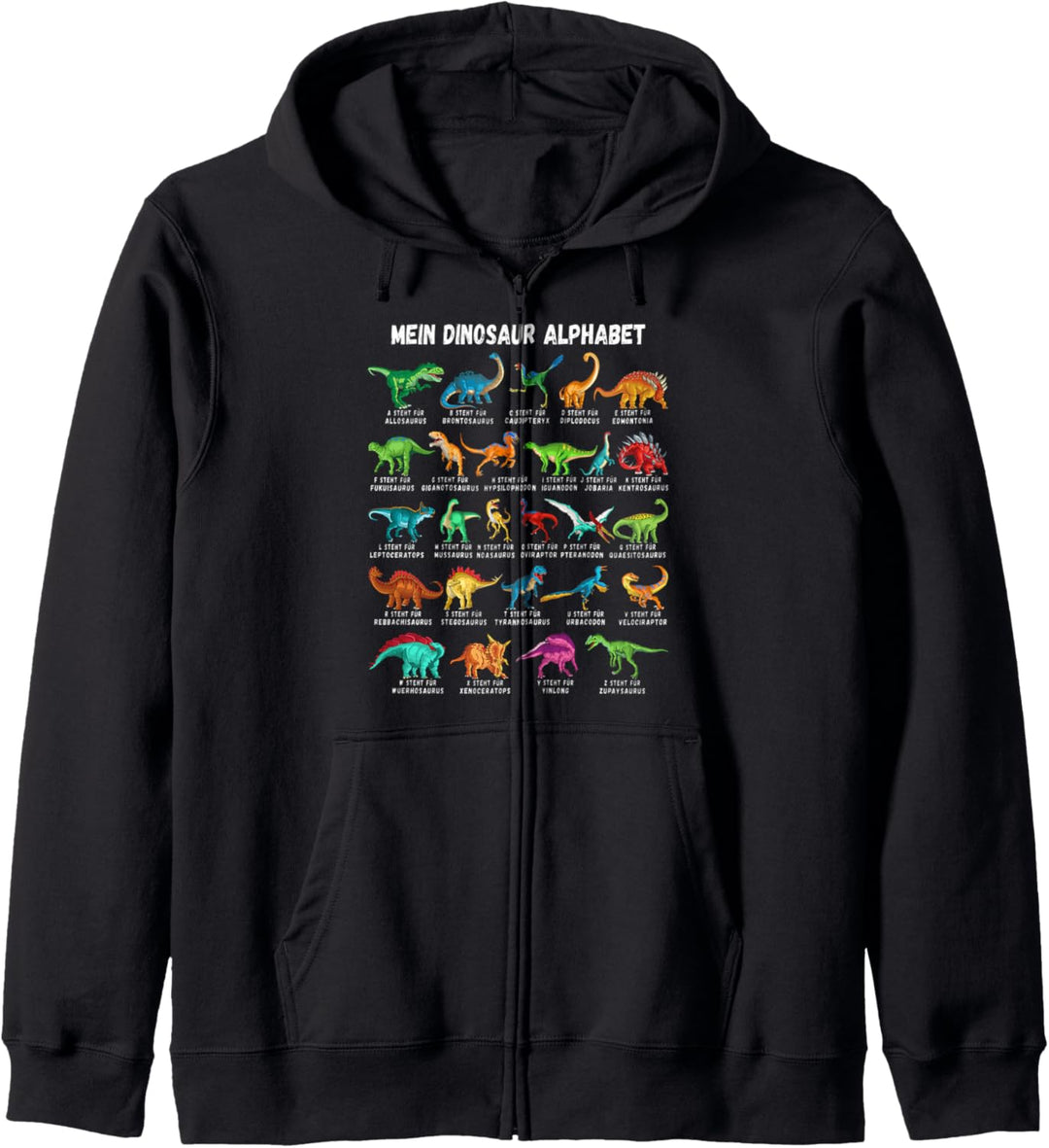 Dinosaurier-Arten Alphabet A-Z Dino ABC T-Rex Dinosaurier Kapuzenjacke