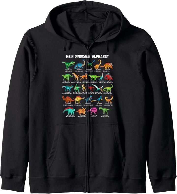 Dinosaurier-Arten Alphabet A-Z Dino ABC T-Rex Dinosaurier Kapuzenjacke