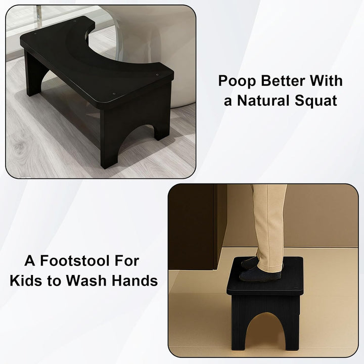 Toilettenhocker aus Bambus, 37×20×17 cm Rutschfester & Ergonomischer WC Hocker zur Verdauungsförderu