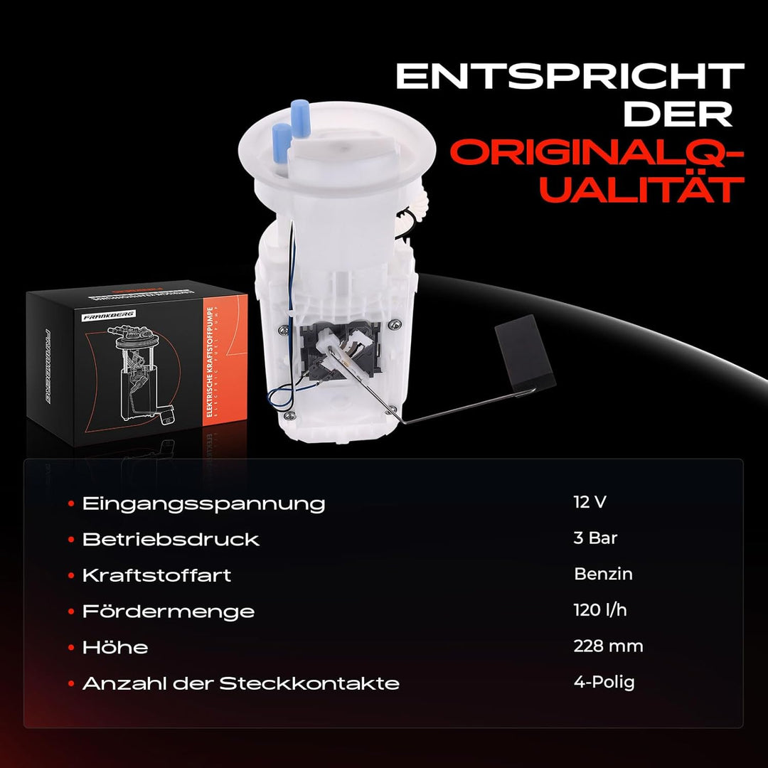 Frankberg Kraftstoffpumpe Benzinpumpe Kraftstoff-Fördereinheit Modul Satz 4-Polig Kompatibel mit Fab