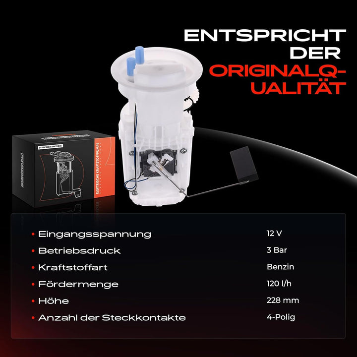 Frankberg Kraftstoffpumpe Benzinpumpe Kraftstoff-Fördereinheit Modul Satz 4-Polig Kompatibel mit Fab