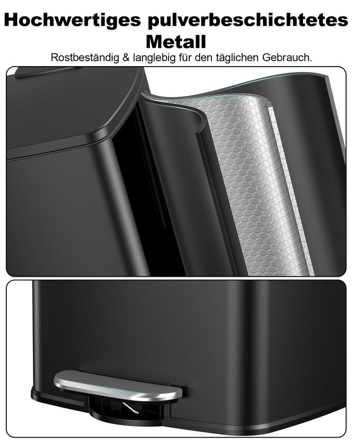lovewind Mülleimer Küche 60L, Edelstahl Tretmülleimer mit Soft-Close Deckel, Herausnehmbarer Innenei