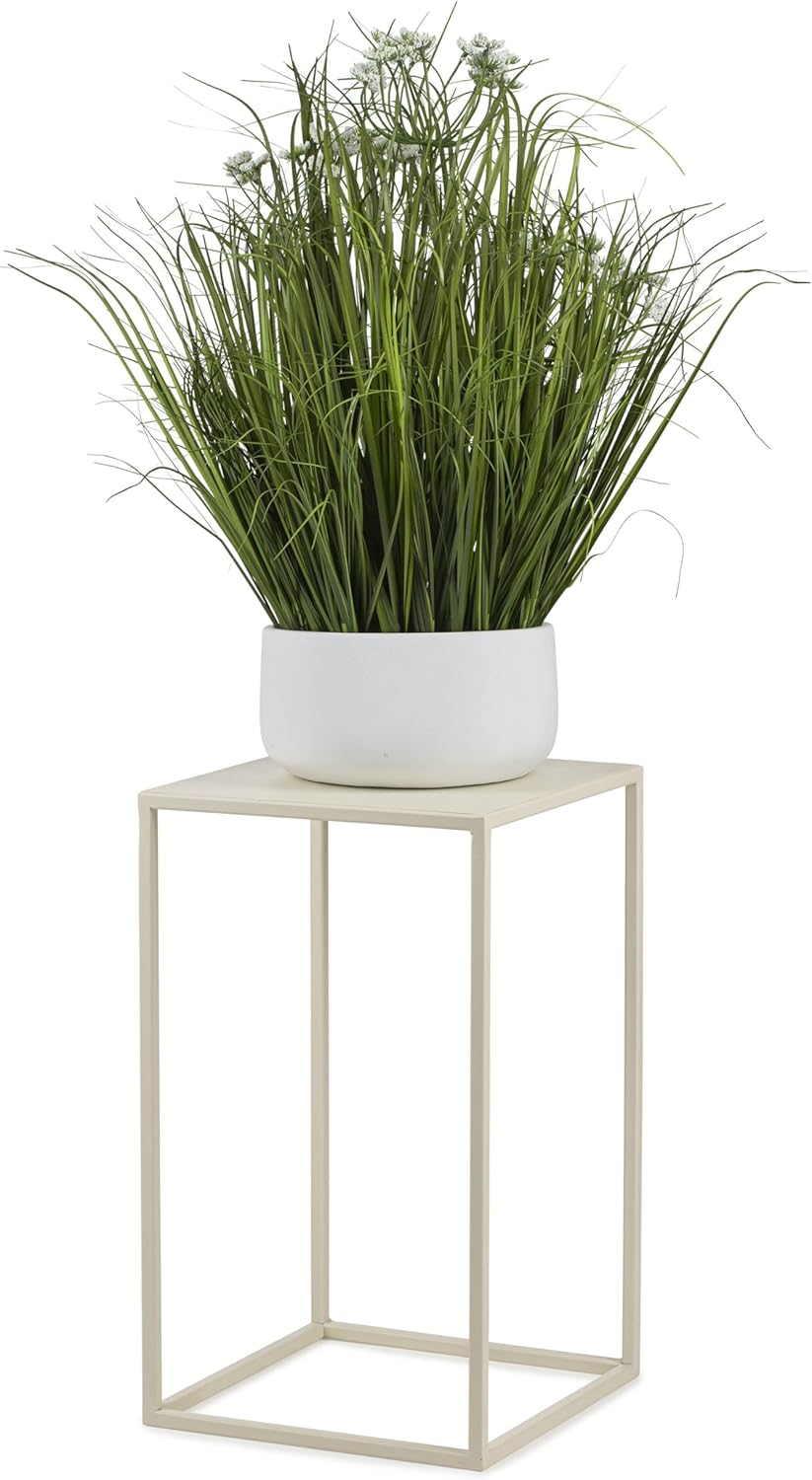 HowHomely Blumenständer Metall Cremefarben 40 cm Hoch - Solider und Robuster Blumenhocker Metall - P