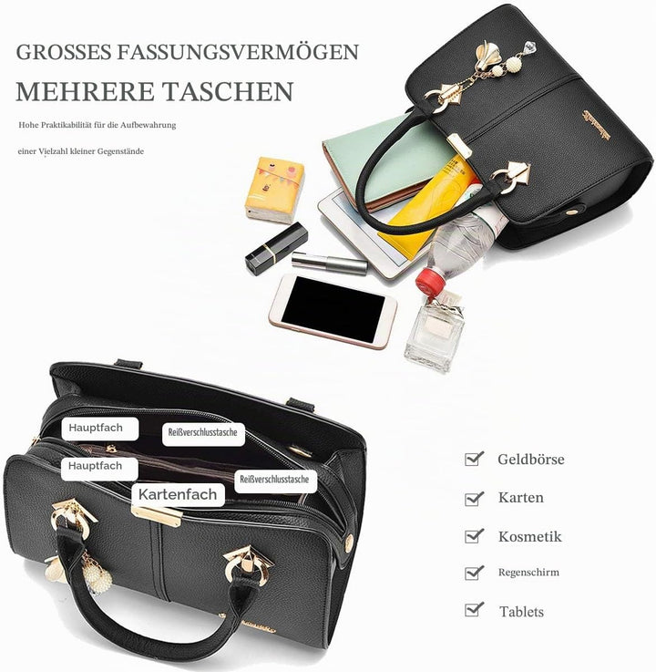 NICOLE &amp; DORIS Damen Handtasche Mittelgross Elegant Handtaschen Mode Umhängetasche Henkeltaschen PU
