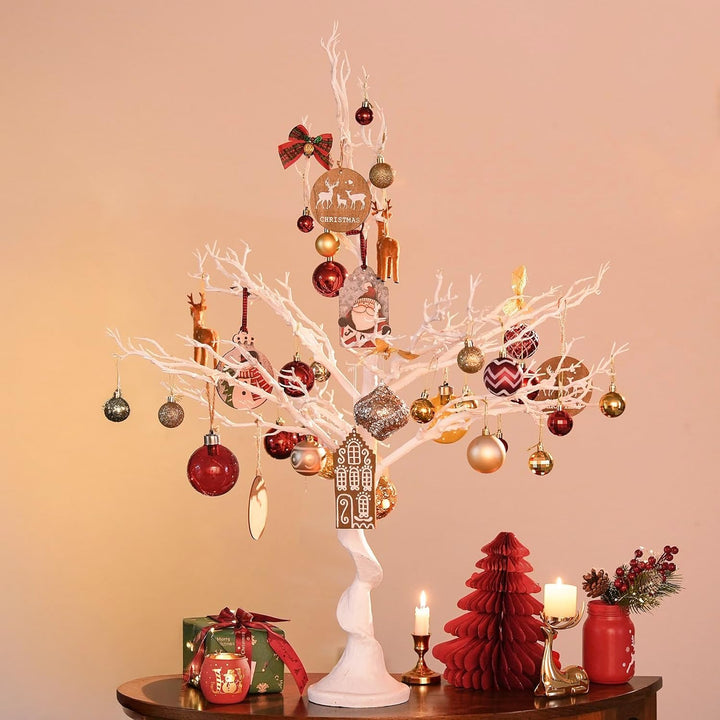 Inweder Weisser Künstlicher Baum Zweigbaum - 105cm Hoch Weihnachtsbaum für Tischdekoration Baum Anze