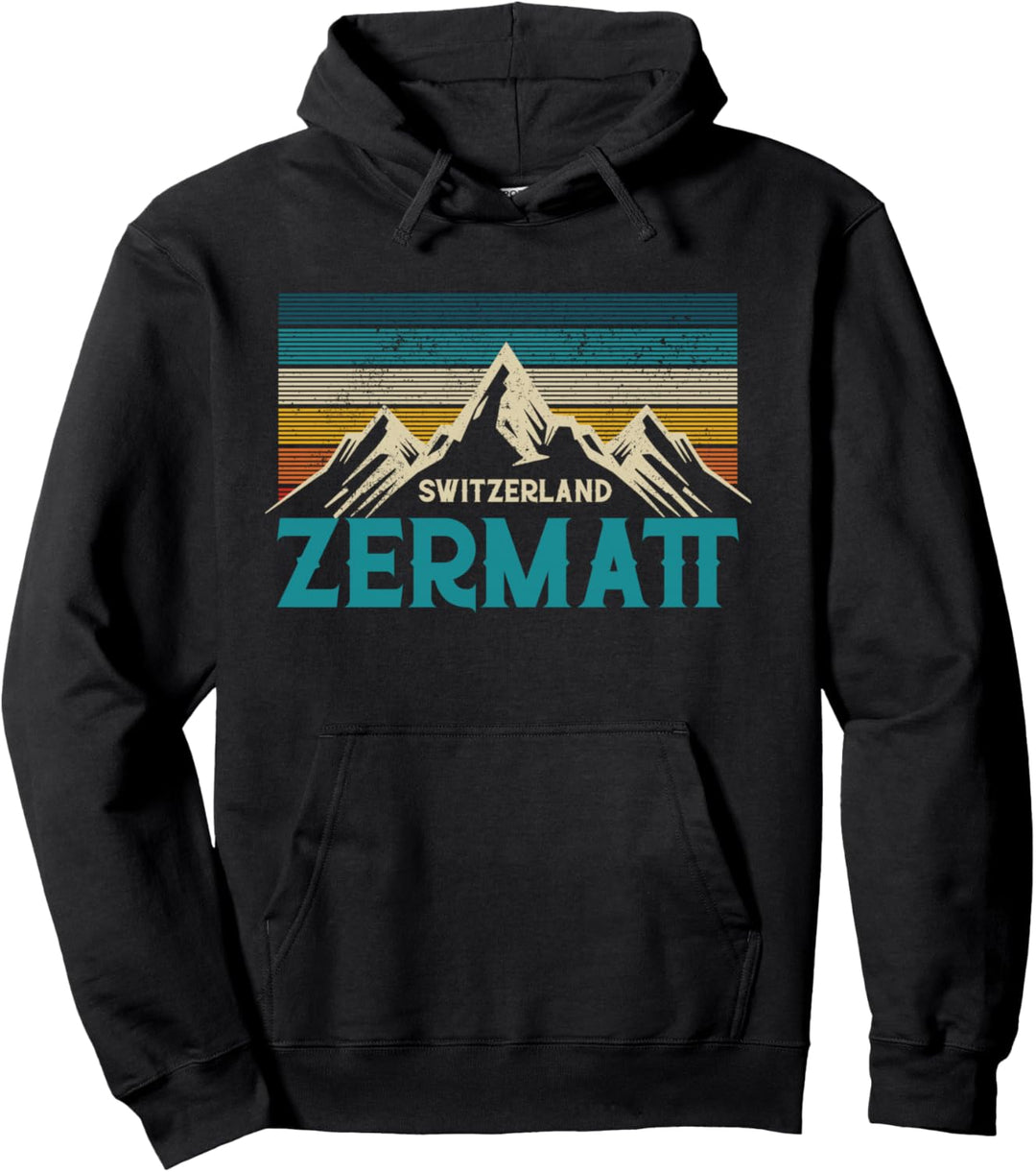 Zermatt Schweiz Vintage Berge Ski Souvenir Geschenk Pullover Hoodie