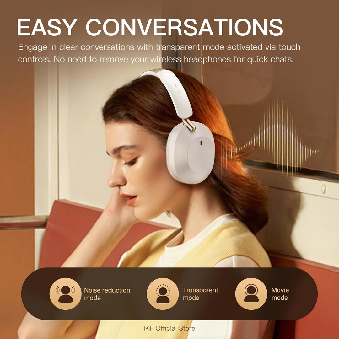 iKF Solo Pro Adaptive Noise Cancelling Kopfhörer, Wireless Over Ear Bluetooth mit Kopfverfolgung, Hi
