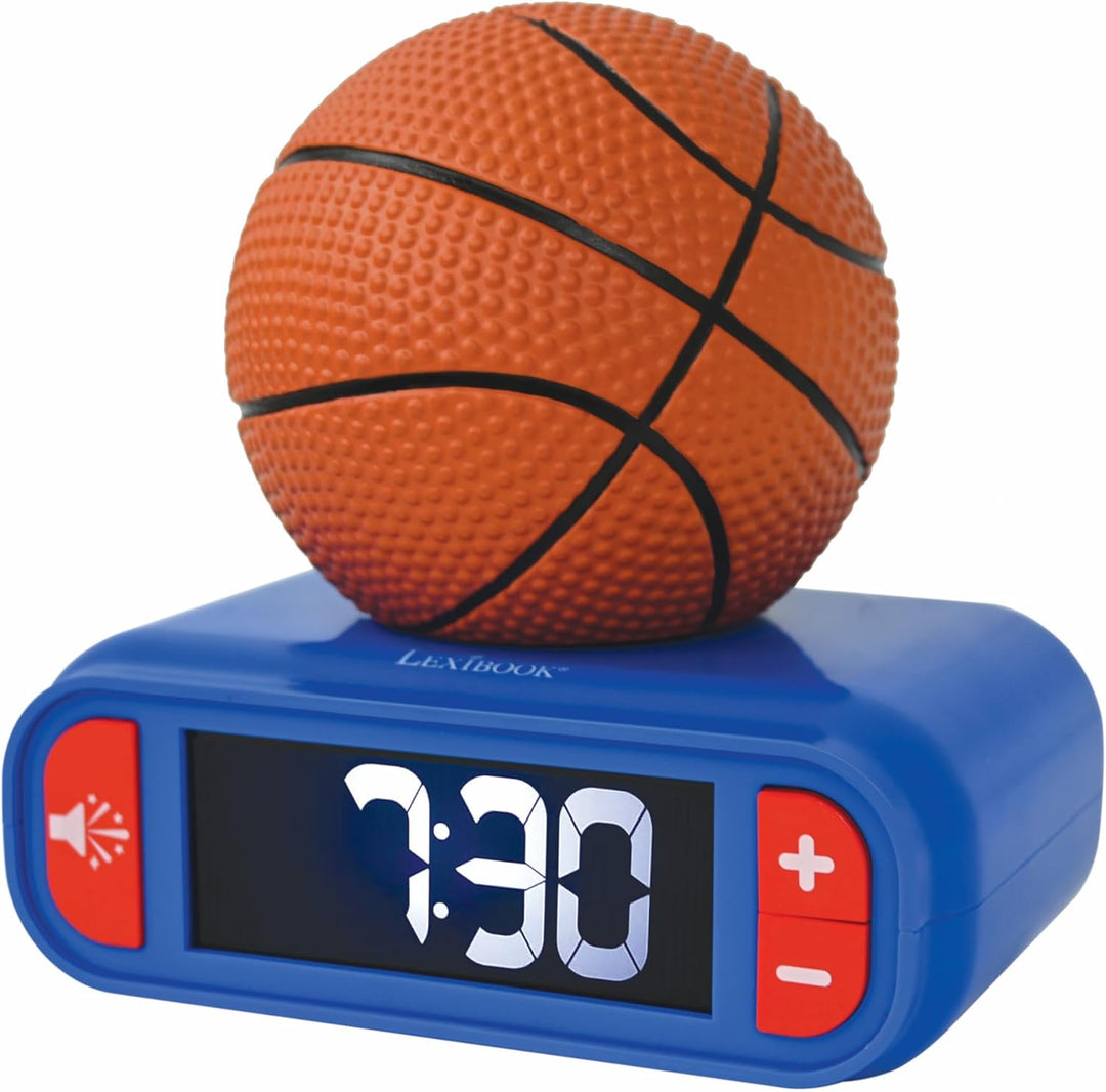 Lexibook, Basketball, Basketball-Nachtlichtwecker, Töne und Melodien, LCD-Bildschirm mit Hintergrund