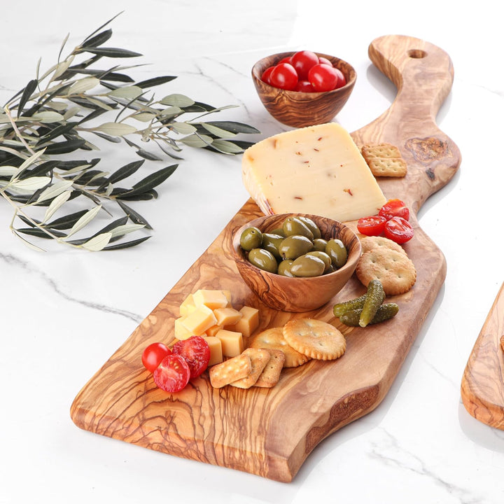 Handgefertigtes Schneidebrett aus Olivenholz, 60 cm, grosses rustikales Charcuterie-Brett | Käse- un