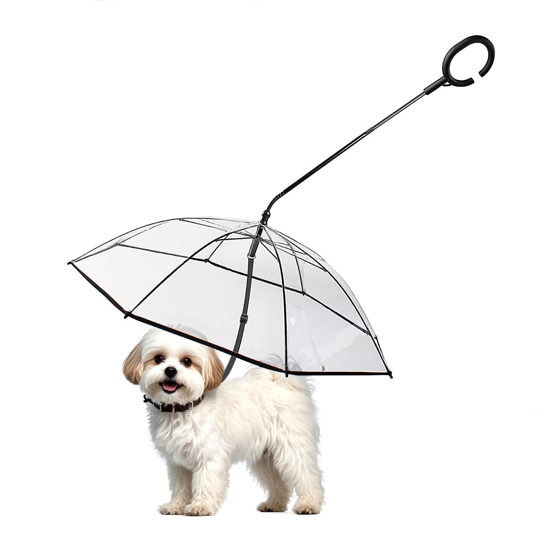 PETLESO Klarer Regenschirm mit Verstellbarem Griff für Welpen und Haustiere, mit Verstellbarer Schnu