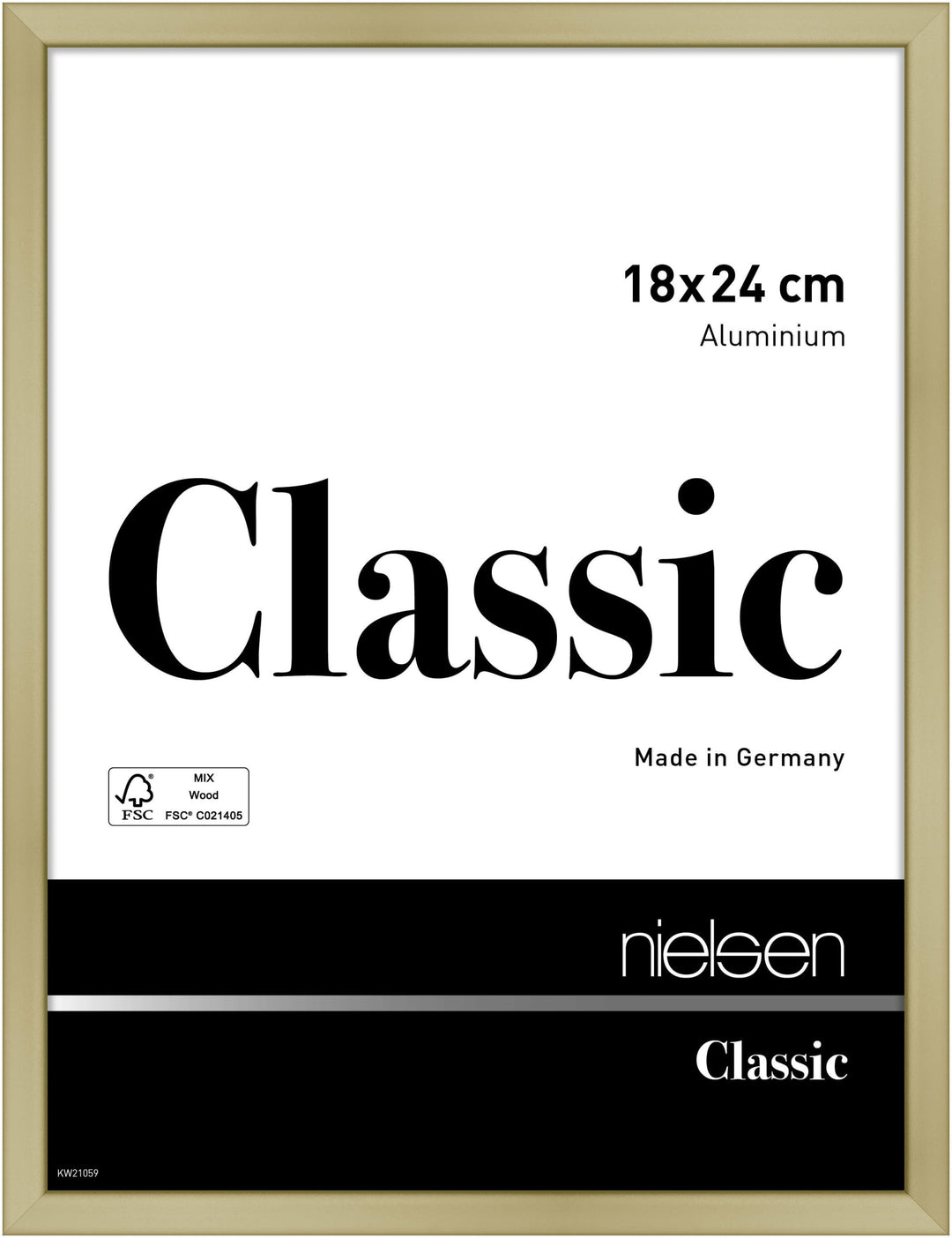 nielsen Bilderrahmen, 18 x 24 cm, Aluminium, Gold matt, Fotorahmen zum Auftstellen und Aufhängen im