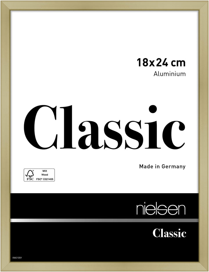 nielsen Bilderrahmen, 18 x 24 cm, Aluminium, Gold matt, Fotorahmen zum Auftstellen und Aufhängen im