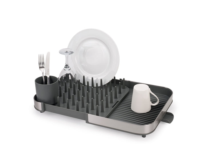 Joseph Joseph Duo Expanding Abtropfgestell mit abnehmbarem Besteckhalter, Abtropfstutzen, Edelstahl/