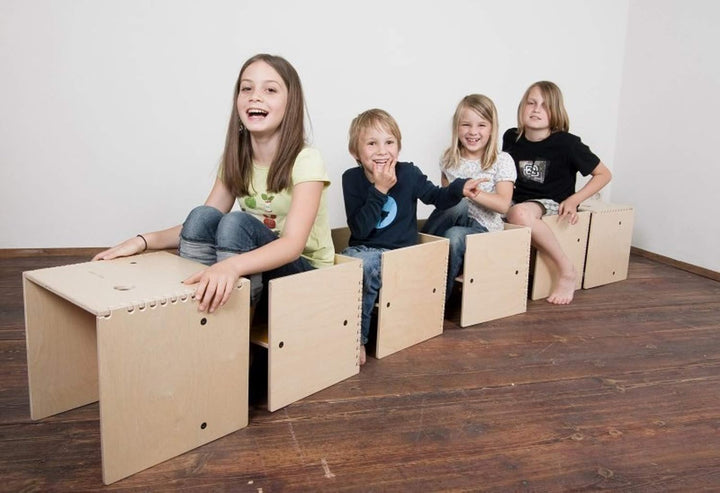 Unbekannt MAXintheBOX Kindermöbel-Set von perludi design Tisch Hocker Stuhl Sitzwürfel Regal/diverse