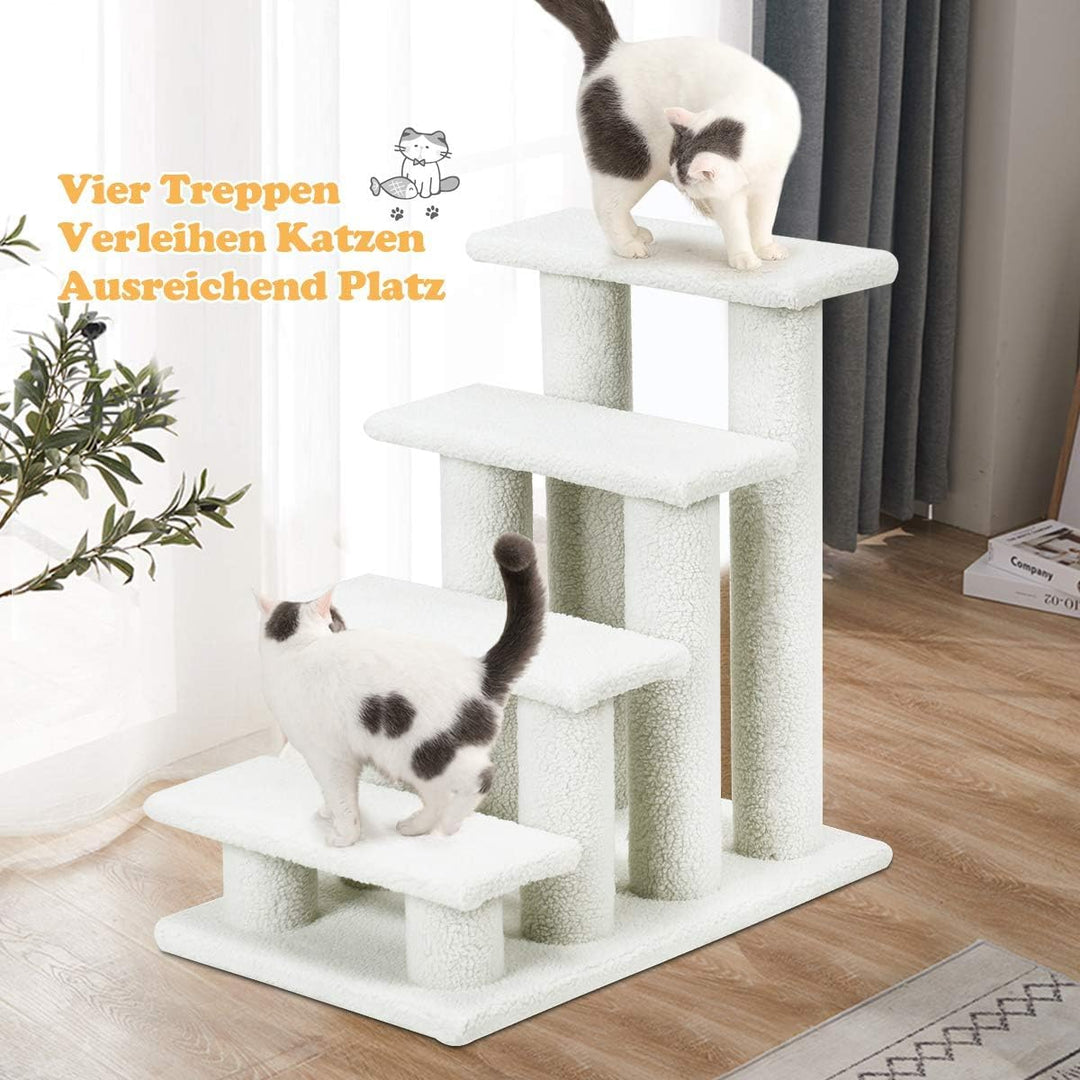 GYMAX Tiertreppe 4 Stufen Katzentreppe Hundetreppe Treppe für Katze Kletterbaum Katzenbaum 60,5 x 41
