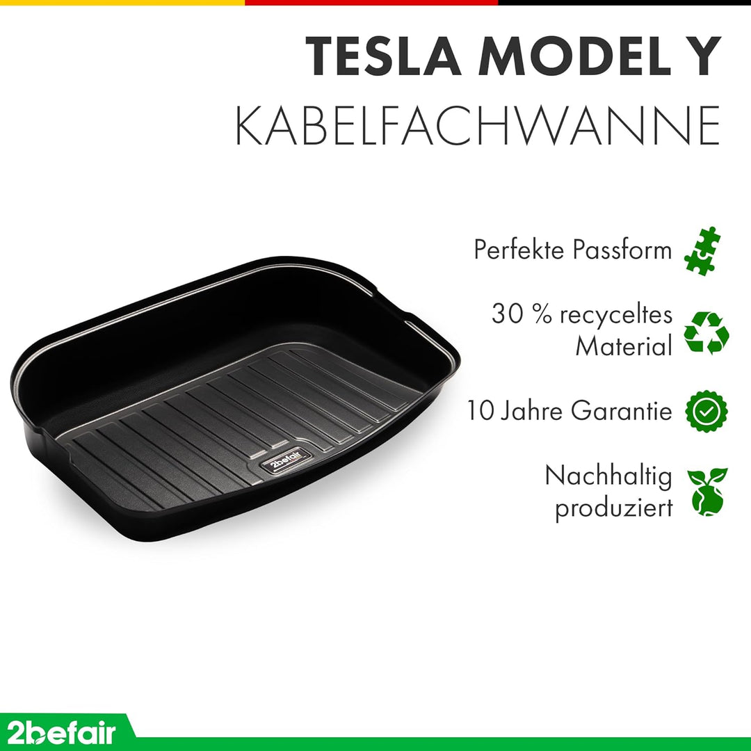 2befair Kabelfachwanne Tesla Model Y – Made in Germany, hochwandige Schalenwanne als Allwetter-Schut