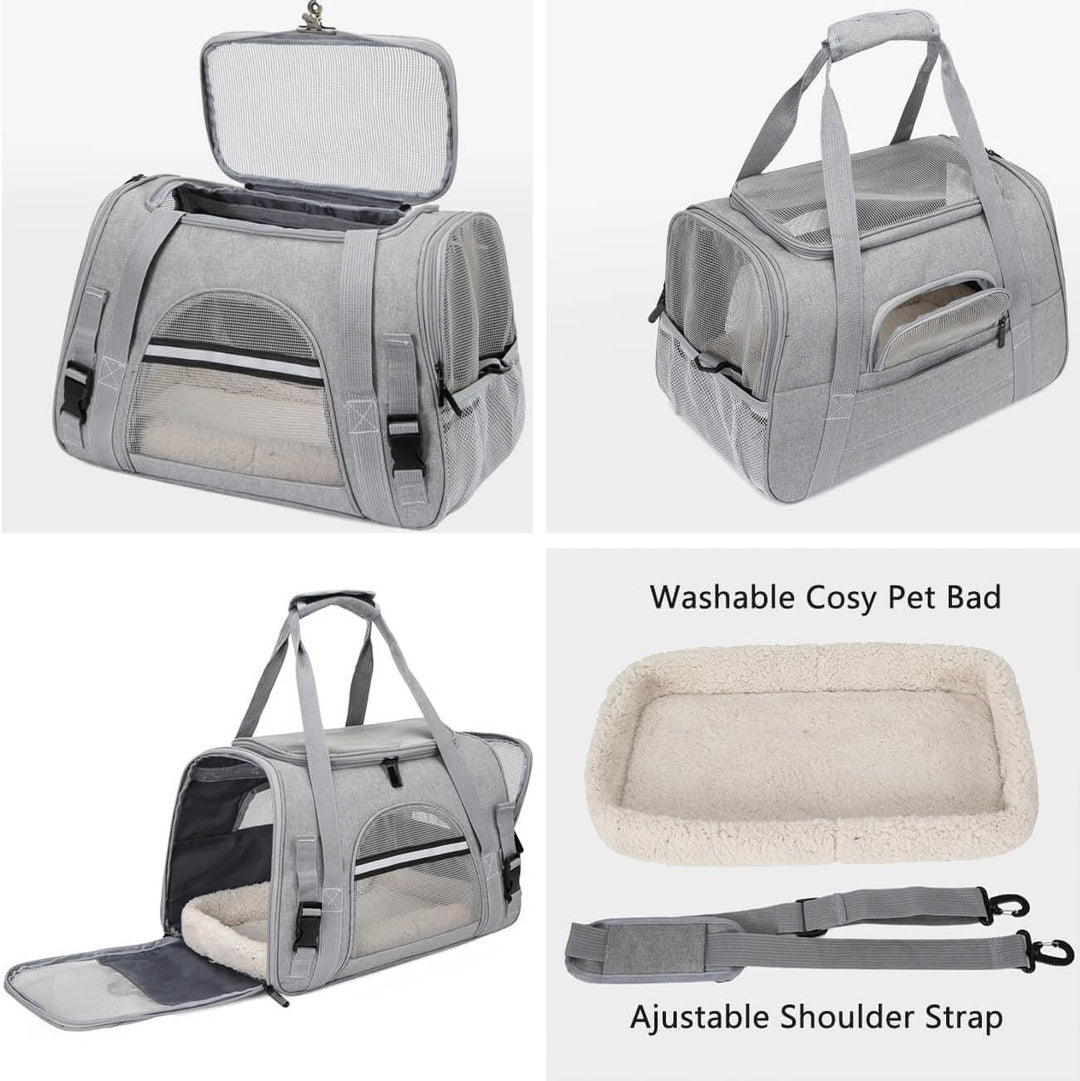 kleine Hunde Transportbox,transportbox Katze, Atmungsaktive und Faltbare Hundebox mit Verstellbarem,