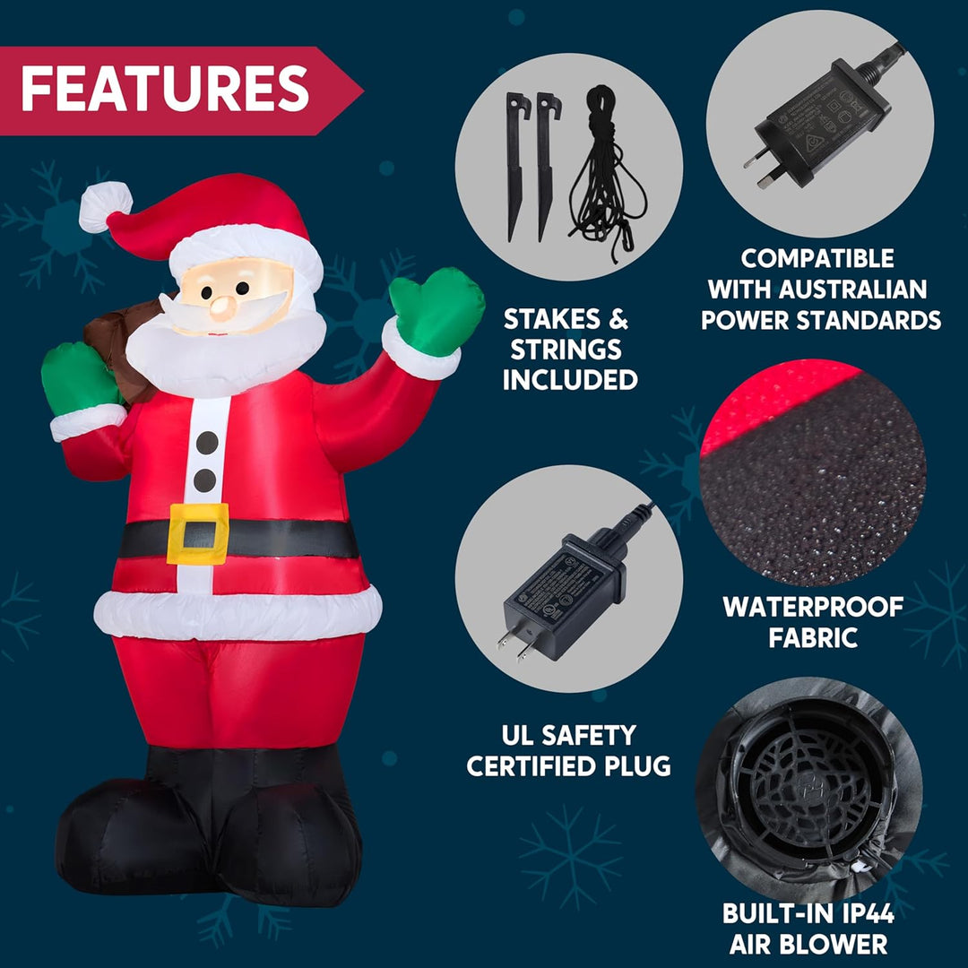 Joiedomi 1.8M/ 6FT Weihnachten aufblasbare Santa mit Geschenk-Sack, Blow Up Xmas aufblasbare Dekorat