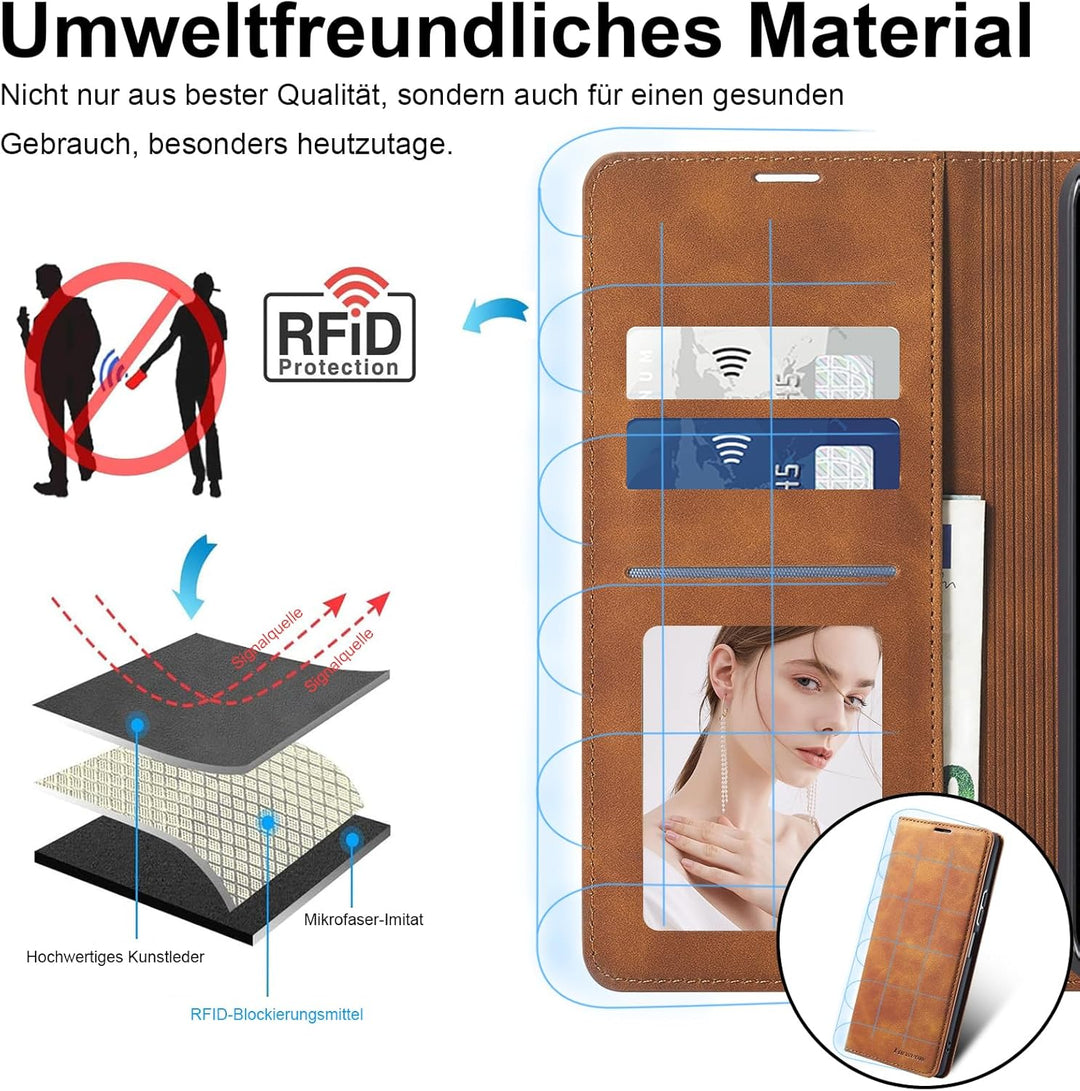 2026 Neu Handyhülle für Samsung Galaxy A37 Hülle Leder mit Schutzfolie [3 Kartenfächer] Klapphülle f