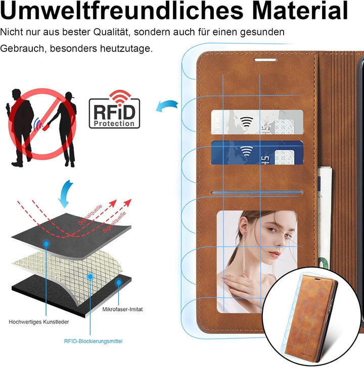 2026 Neu Handyhülle für Samsung Galaxy A37 Hülle Leder mit Schutzfolie [3 Kartenfächer] Klapphülle f