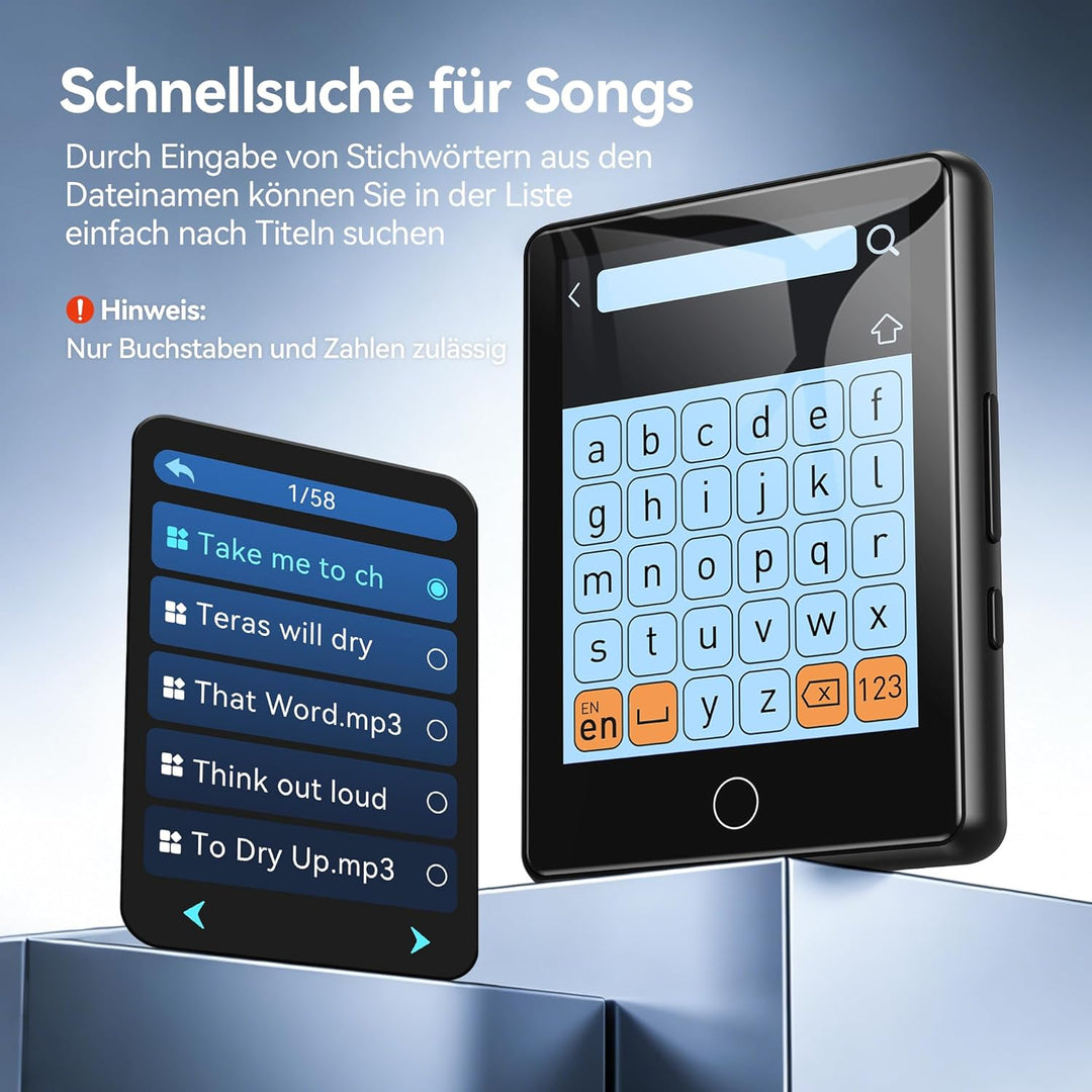AGPTEK MP3 Player Bluetooth 5.3, 2,8 Zoll Full-Touchscreen Musik Player, Tragbarer HiFi Kinder MP3 P