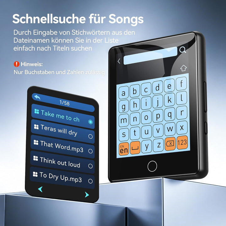 AGPTEK MP3 Player Bluetooth 5.3, 2,8 Zoll Full-Touchscreen Musik Player, Tragbarer HiFi Kinder MP3 P
