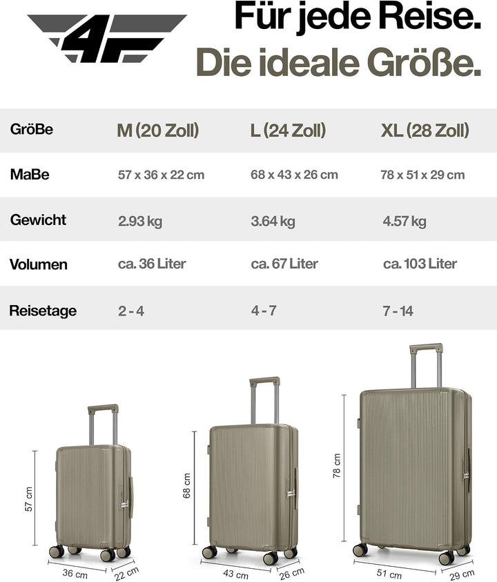 Leichter Premium Hartschalen-Reisekoffer L - Gross 68 cm (67L) – Trolley Koffer mit TSA-Schloss, 4 S