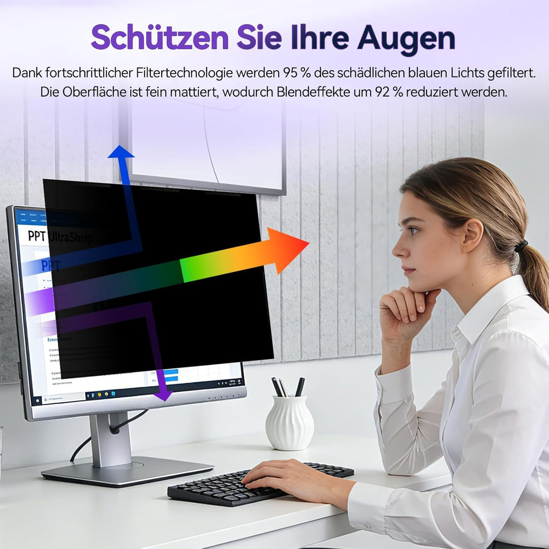 IPROKKO 21.5 -Zoll Magnetischer Blickschutzfilter für 16:9 Monitor, Abnehmbarer Sichtschutz Anti Bla