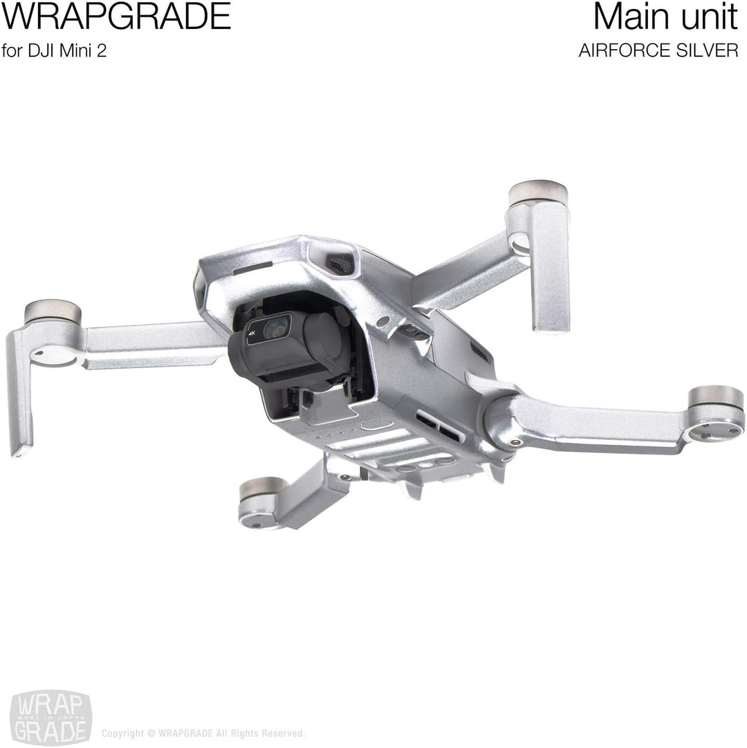 Wrapgrade Skin Sticker Set Kompatibel mit DJI Mini 2 (Airforce Silver), Airforce Silver