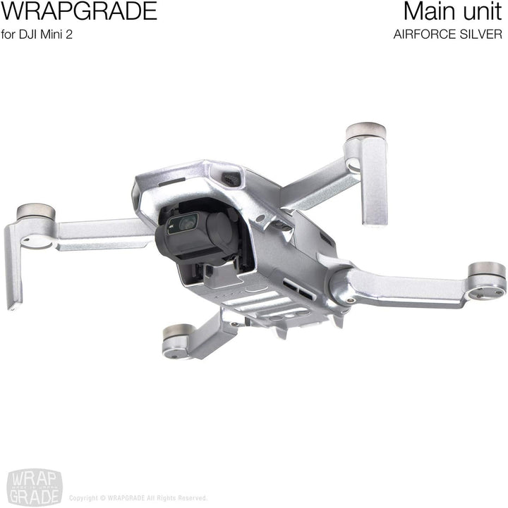 Wrapgrade Skin Sticker Set Kompatibel mit DJI Mini 2 (Airforce Silver), Airforce Silver