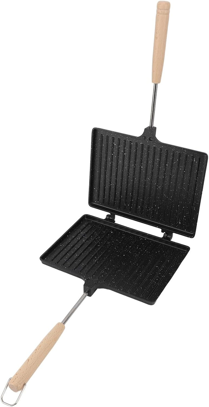 Panini Press Sandwich Maker, Doppelseitiger Gas-Sandwichtoaster mit Antihaftbeschichtung, Aluminium-