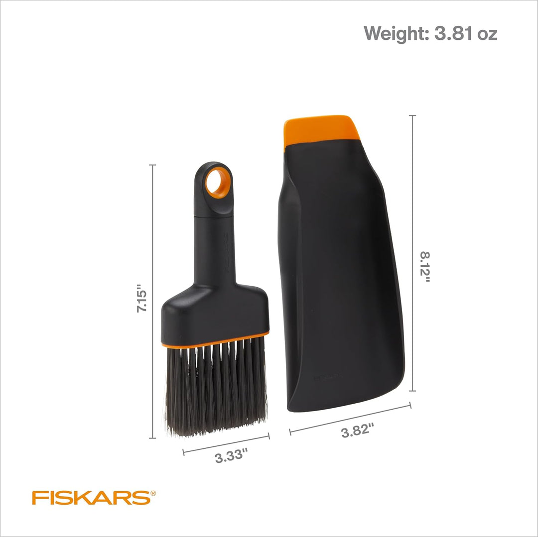 Fiskars Pflanzerde Schaufel und Bürste Set Gartenwerkzeug für Indoor-Gartenarbeit, Durcheinander zum