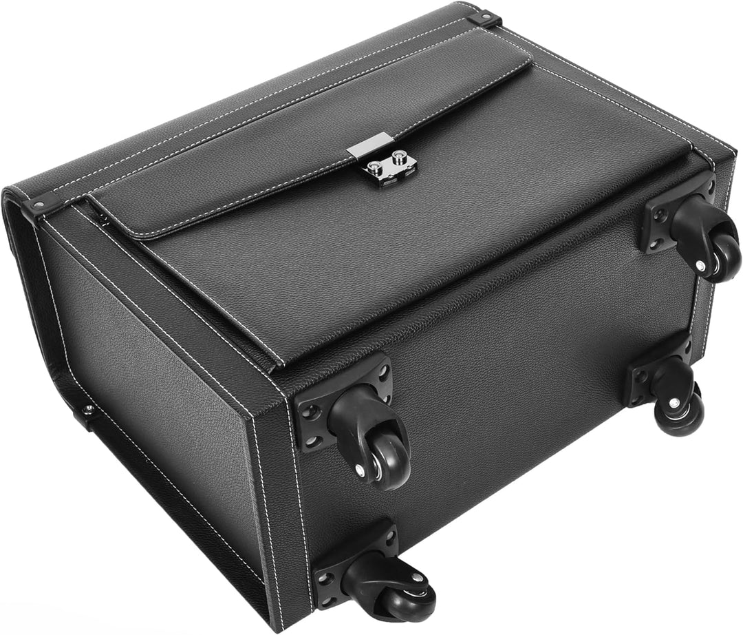 Pilotenkoffer mit vier Rädern, Kunstleder, leicht, Kabinentasche, Commander, Schwarz , Carry-on, Pil