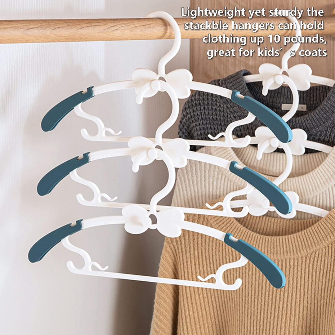 WJWSKI Baby Kleiderbügel Kinder, 20 Stapelbare Hangers mit Hosenständer, Platzsparend Mitwachsende K
