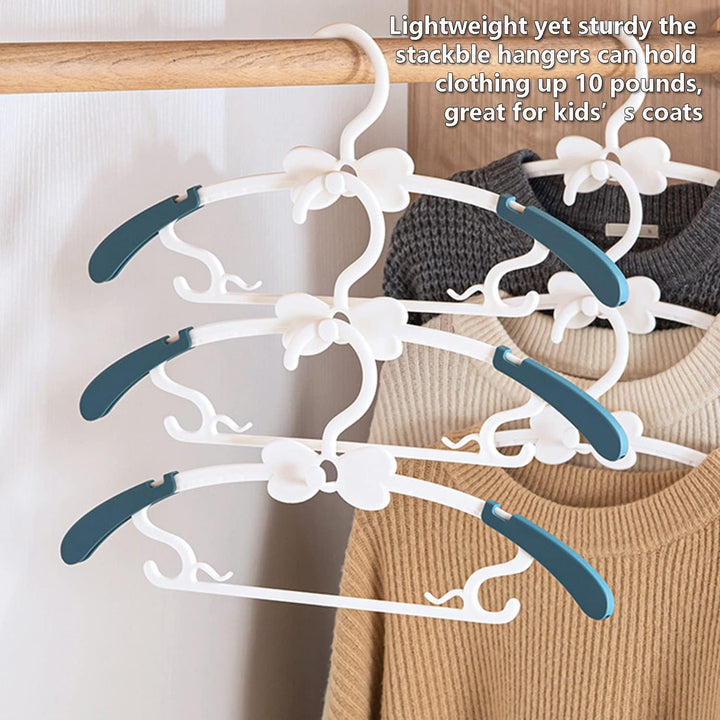 WJWSKI Baby Kleiderbügel Kinder, 20 Stapelbare Hangers mit Hosenständer, Platzsparend Mitwachsende K