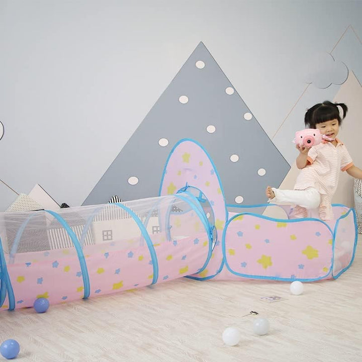 Benebomo Spielzelt mit Tunnel, 3 in 1 Spielzelt, bällebad mit Tunnel,krabbeltunnel mit Zelt,Gartensp