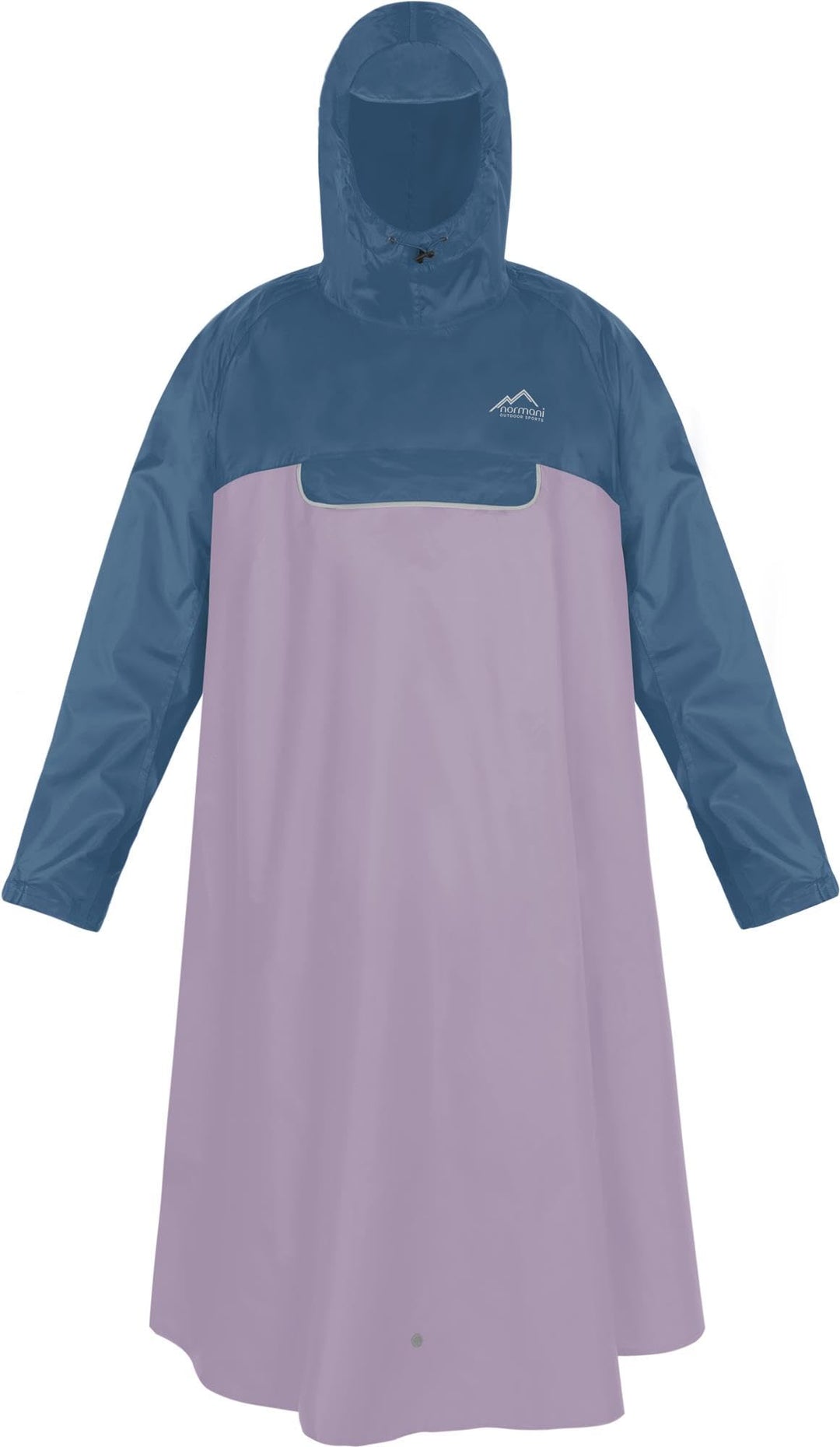 normani Unisex Regenponcho EXTRA Lang mit Ärmeln und Brusttasche für Damen und Herren - Brusttasche