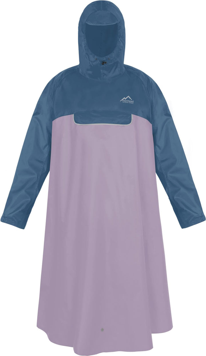normani Unisex Regenponcho EXTRA Lang mit Ärmeln und Brusttasche für Damen und Herren - Brusttasche