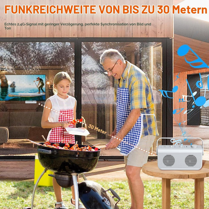 ANSTEN Sprachverstärker für Fernseher, 30m Reichweite, Plug and Play, Fernseher Lautsprecher Tragbar