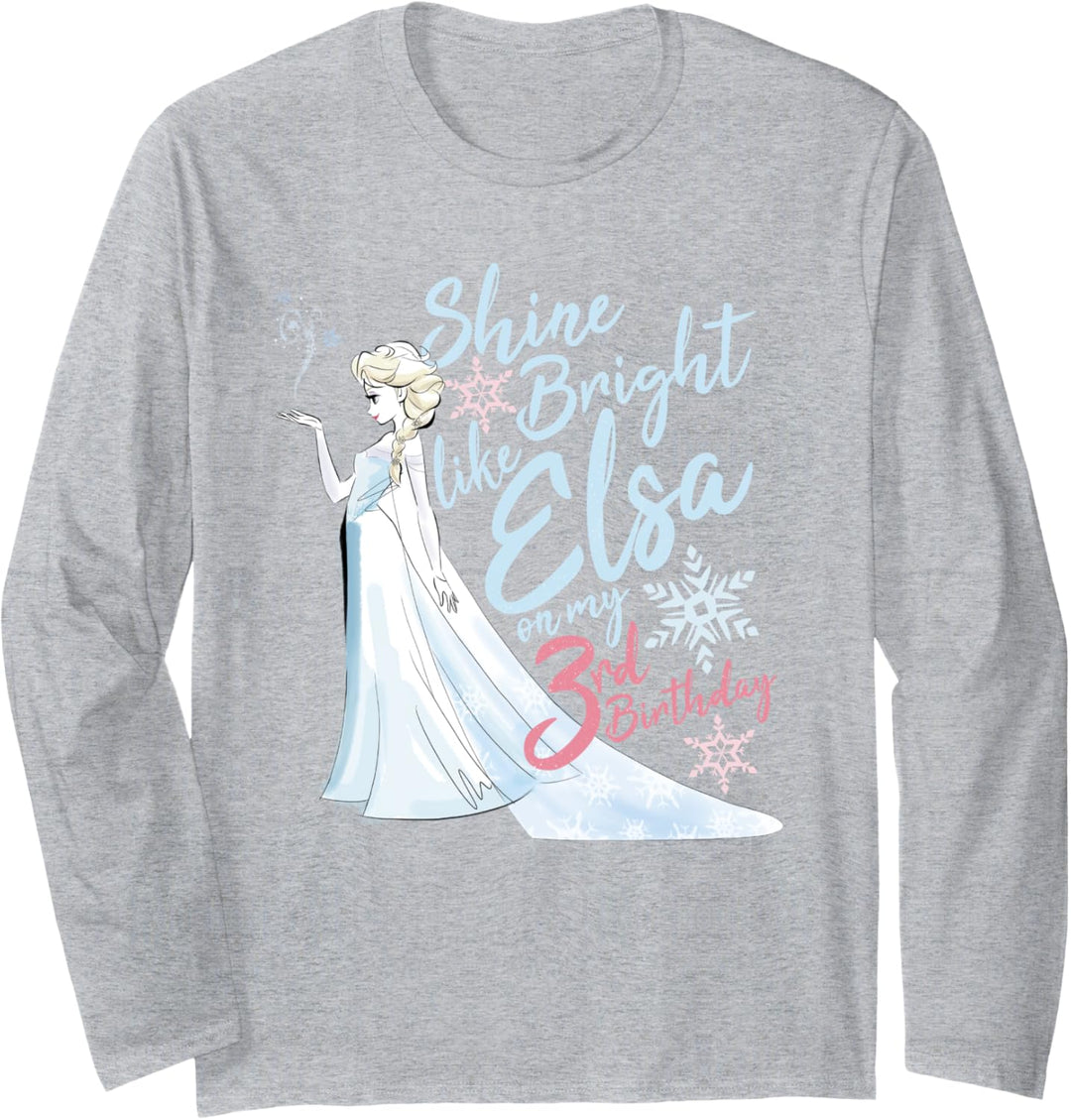 Disney Frozen Elsa Shine Bright On My 3rd Birthday Langarmshirt